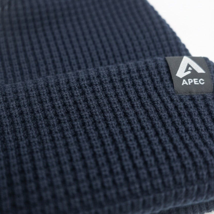 Navy Waffle Knit Bobble Hat