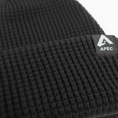 Black Waffle Knit Bobble Hat