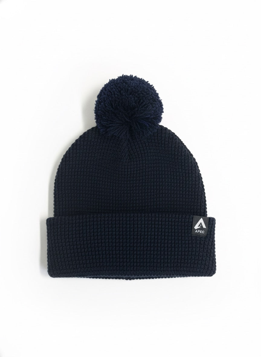 Navy Waffle Knit Bobble Hat
