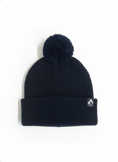 Navy Waffle Knit Bobble Hat
