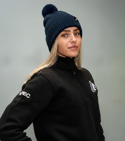 Navy Waffle Knit Bobble Hat